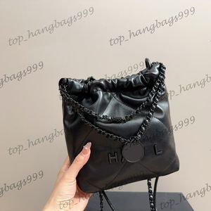 Diseñador de lujo Full Black Classic Quilted 22 Mini Shopping Shoulder Bolss Coin Charm Santa Redonda Matelasse Crossbody Handbag de 17x19 cm de diseñador para mujeres