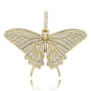 Luxe Designer Full Diamond Small Butterfly Ketting Hanger Goud Verzilverd Shine Mens Hip Hop Sieraden Gift