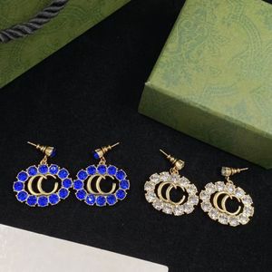 Créateur de luxe plein de diamants Boucles d'oreilles à breloques aretes orecchinifor femmes fêtards cadeau bijoux avec boîte