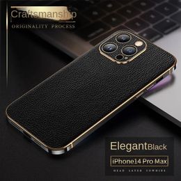 Designer de luxe en cuir véritable iPhone 15 13 14 Pro Max Case Nouvel iPhone 14pro Plus Lens Étui en cuir véritable tout compris pour iPhone 13Pro Max