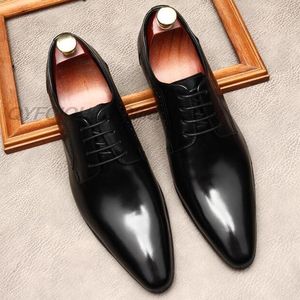 Zapatos Oxford de cuero genuino de diseñador de lujo para hombre, zapatos Oxford de corte completo para hombre, zapatos de vestir negros y marrones, zapatos formales de punta estrecha para negocios