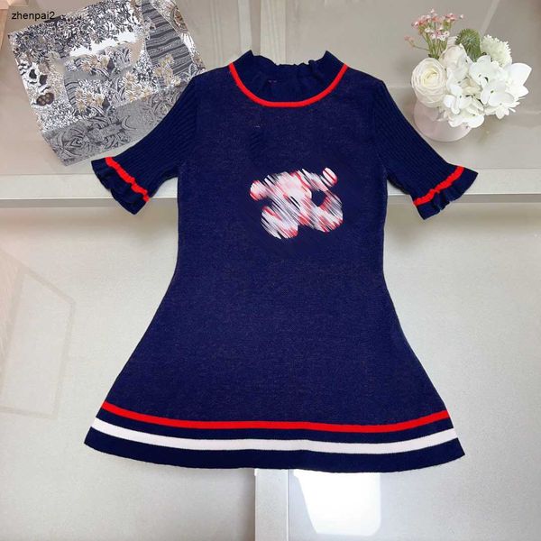 Vestido de Jersey para niña de diseñador de lujo, vestidos para niños de alta calidad, talla 100-160, falda para bebé, cuello redondo de media manga, vestido para niños, 25 de noviembre