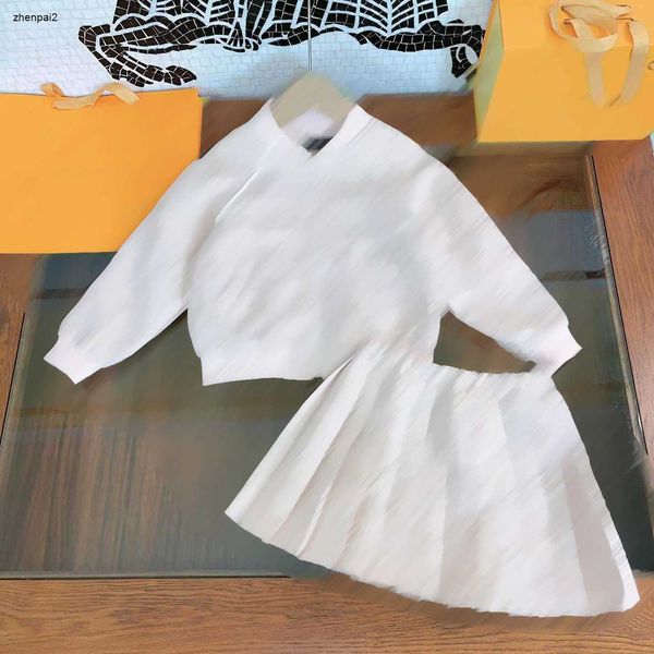 Designer de luxe Girls Dress costumes ensembles d'automne Taille 110-160 CM 2pcs Veste zippée à impression numérique entièrement imprimée et jupe plissée solide Aug18
