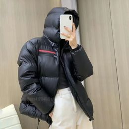 Designer de luxe brillant noir hommes manteaux vestes femmes chaud parkas coton rembourré à capuche unisexe vêtements d'hiver