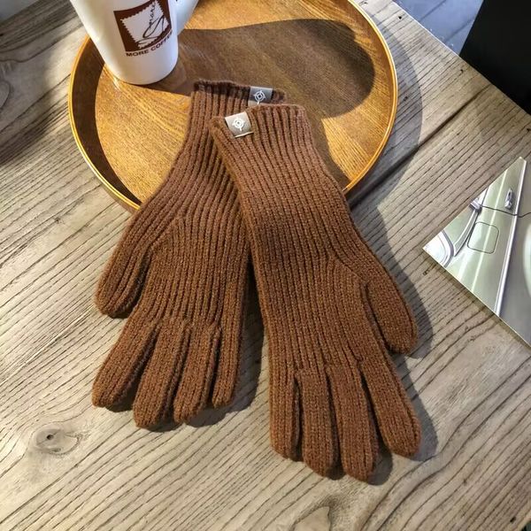 Gants de luxe de luxe pour écran tactile d'hiver, mitaines de mode classique pour hommes et femmes, chauds, antidérapants, en pure laine, tricotés, cadeau pour filles