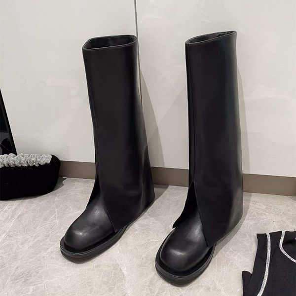 Designer de luxe Demi Bottes Femmes B Cheville DesignerBoots Noir Talon Chunky pleine botte en cuir de vachette 35-40