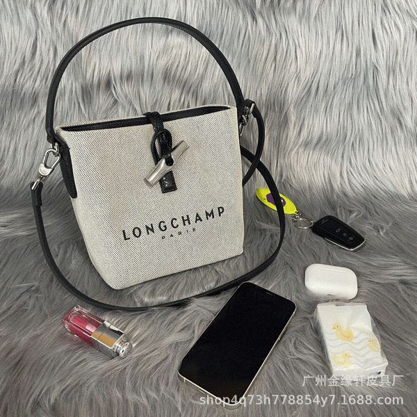 Luxe designer handtassen Longxiang Roseau-serie handtas crossbody tas enkele schoudertas canvas bamboe gezamenlijke emmer tas damestas