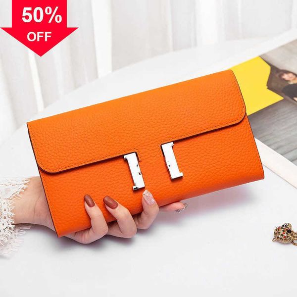 Bolso de diseñador de lujo 2023 Nuevos bolsos de embrague de moda Cuero genuino Lady Light Cartera de lujo Estudiante simple Marca grande Bolso de tarjeta largo de alto grado Venta directa de fábrica