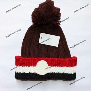 Chapeaux de créateurs de luxe pour hommes et femmes, marque de mode, nouvelle collection hiver, chapeau de boule de laine, même filet rouge tricoté