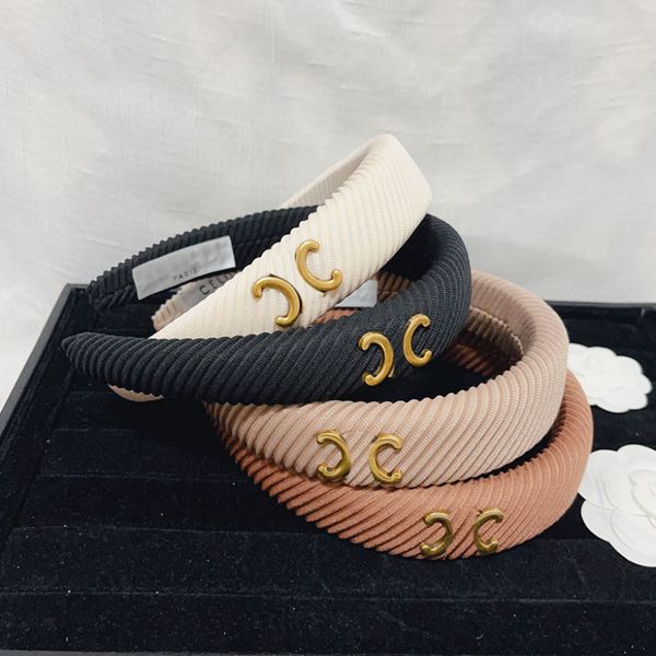 Diseñador de lujo Diademas Mujer Color sólido Marca Otoño Invierno Esponja Diadema Deporte simple Borde ancho Turbante Headwraps para accesorios para la cabeza Regalos al por mayor