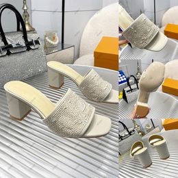 Luxe Designer Hoge Dikke Hak Dames Sandalen Gebreid Borduren LOGO Topkwaliteit Mode Casual Hoge Hak Sandalen Slippers 35-43