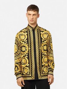 Luxe designer high-end merk heren shirt poloshirt slanke trend lange mouw zijden bedrukte hof shirt kleding s-2xl