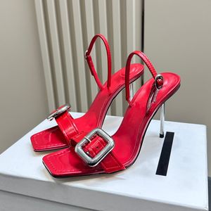 Chaussures de marque haut de gamme de luxe 2024 nouveaux talons super hauts 10 cm chaussures de travail simples pour femmes chaussures de mode sandales en cuir verni, avec boîte à chaussures 35-41