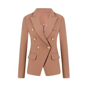Luxe designer hoogwaardige klassieke Europese Amerikaanse slanke dubbele borsten damesblazer ol vaste kleurkwaliteit Suit jas f073