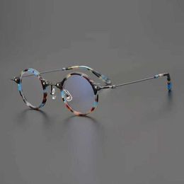 Luxe designer hoogwaardige zonnebril 20% korting op Super Mini Gold Beam Japanese handgemaakte ronde Ronde Ronde van China Collection Plaat Myopia Glazen frame voor mannen Women