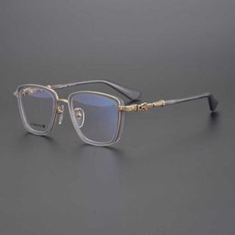 Luxe designer hoogwaardige zonnebril 20% korting op Japanse handgemaakte hoge bijziendheid pure titaniumglazen Kleine frame kan worden gekoppeld aan de hoogte van mannelijke vrouwelijke plaat