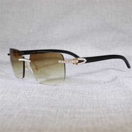 Luxe designer zonnebrillen van hoge kwaliteit 20% korting op vintage strass natuurlijke hoorn randloze heren houten glazen metalen frame tinten voor zomerclubbrillen