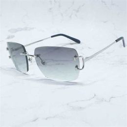 Lunettes de soleil de luxe de haute qualité 20% de réduction surdimensionnées es métal rétro marque lunettes sans monture fil personnalisé coupe bord tendance hommes SunglassKajia