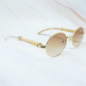 Luxe designer hoogwaardige zonnebril 20% korting op ovale heren mode metalen houten buffelhoornglazen vintage tinten buffs retro ronde brillen