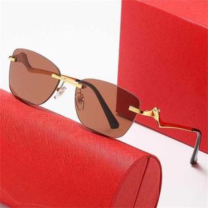 Luxe designer hoogwaardige zonnebril 20% korting op frameless gesneden luipaardhoofd zigzag benen mode flat spiegel sunglasseskajia