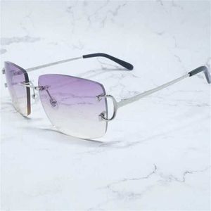 Lunettes de soleil de luxe de haute qualité 20% de réduction sur les grandes lunettes carrées hommes sans monture violet vintage nuances de conduite lunettes Carters lunettes en métalKajia