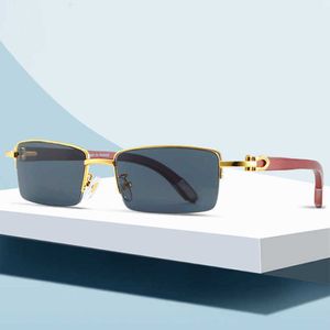 Lunettes de soleil de luxe de haute qualité, 20% de réduction, jambe à ressort en bois, monture de lunettes demi-optique classique avec myopie