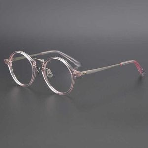 Luxe designer hoogwaardige zonnebril 20% korting op de Japanse spraakmakende keuzestijl handmatige kleine ronde oog pure titanium temperamentglazen frame mode