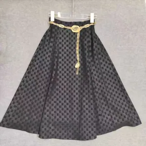 luxe Designer Hoge kwaliteit vrouwen A-lijn Rok Elastische Taille Lente Herfst Kantoor Dame Elegante Rok Rits Mode Zwarte Rokken G217