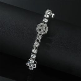 Collier de luxe Hip Hop Bracelet personnalisé Splice visage souriant or et argent collier de diamant complet collier pour hommes accessoires de chaîne