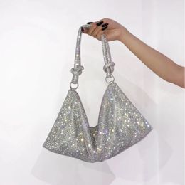 Designer de luxe Hobo sac à bandoulière poignée brillant strass boîte de nuit sac portefeuille cristal portefeuille sac à main 240106