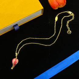 Luxe Designer Luchtballon Ketting Dames Bloemen Kleur Aangepaste Hanger Ketting Sieraden Voor Hals Gouden Ketting Kettingen