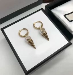 Boucles d'oreilles pendantes en forme de crème glacée pour femmes, bijoux de luxe, Glamour, en laiton doré 14 carats, cadeau