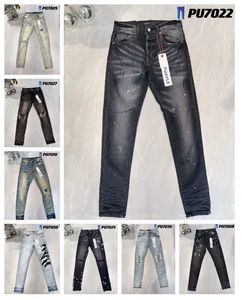 Jeans de concepteur de luxe pour hommes pourpre les jambes droites déchirées et lavage pour femmes pour faire des graffitis d'alphabet hip hop street