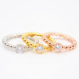Luxe designer sieraden 3 metalen kleuren dames liefde ring romantisch zirkoon glanzende prinses cirkel stenen verloving bruidsbruiningsringen voor vrouwen