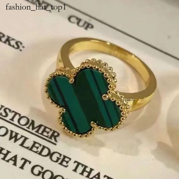 Joya de diseñador de lujo Clover anillo de boda clásico para mujer anillo de vanclef esterlina ágata de plata anillo de diamantes amor amor siltor silver anillo amante de la joyería 8875