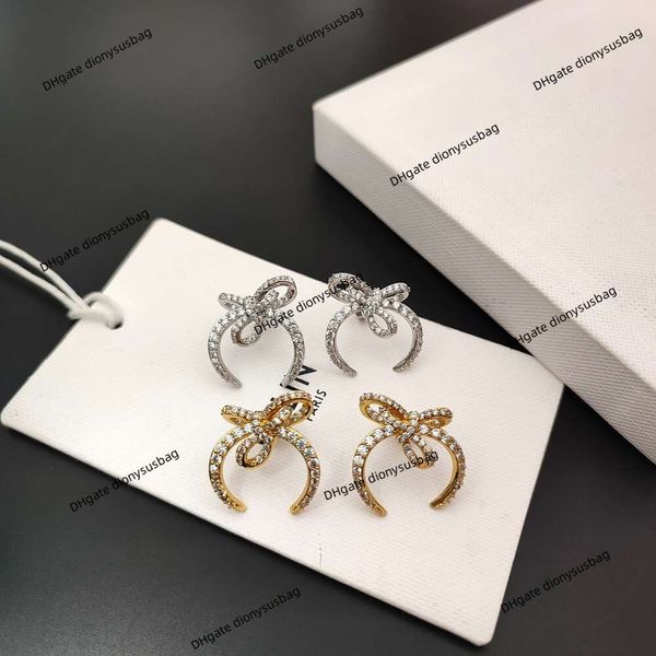 Bijoux de créateurs de luxe Boucles d'oreilles Full Diamond Alien Bow Boucles d'oreilles French Light Fashion