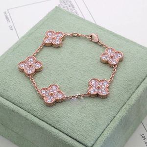 Luxe designer sieraden vierbladige klaver kettingarmband 18k gouden agaat bloemketen sieraden geluk dame en meisje vakantie feestje cadeau.00