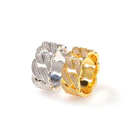Luxe Designer Sieraden Hip Hop Iced Out Cubaanse Link Chain Ringen Goud Verzilverd Diamond Wedding Ring266a