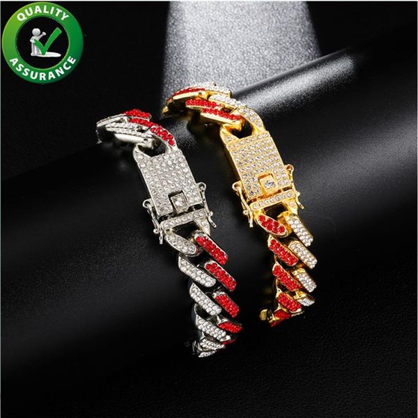 Bijoux de créateurs de luxe Hommes Bracelets de tennis 13mm Bracelet de charme Chaîne à maillons cubains Chaînes glacées Bling Diamond Bangle Hip Hop Fas296C