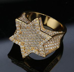 Luxe designer sieraden heren ringen goud zilveren groene hiphop sieraden bruiloft verlovingsring ijs uit bling diamant H2701101
