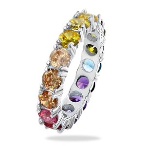 Luxe designer sieraden multicolor cz regenboog diamanten ringband charme verloving wo ringen voor vrouwencadeau