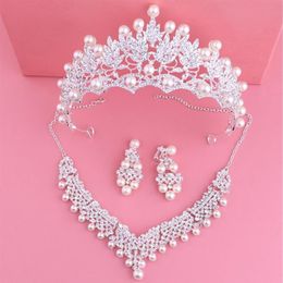 Ensembles de bijoux de créateurs de luxe pour la mariée mariage couronnes de cristal collier boucles d'oreilles ensembles bandeaux brillant strass coiffes 2853