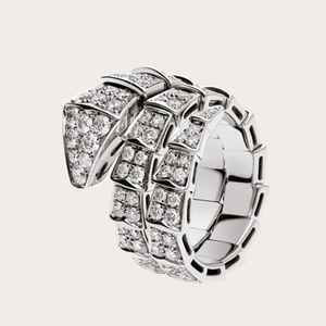 Luxe Designer Sieraden Slangvorm Volledige Diamant Drie Ringen Verstelbare Mode Topkwaliteit Vrouwen Gesneden Brief Gegraveerde Ring B0179