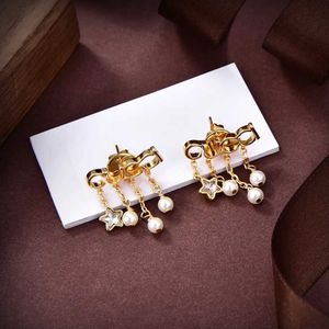 Luxe designer sieraden vrouwen brieven Pearl charm oorbellen gouden ketting sieraden sets high-end elegant girl star stud cadeau koper