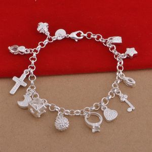 Bijoux de créateurs de luxe femmes hommes bracelets hommes 925 bracelets en argent sterling amour glacé croix coeur charme bracelet198H
