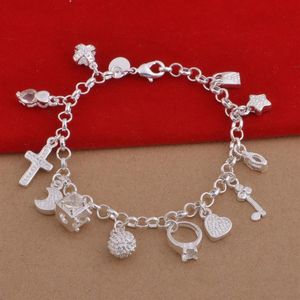 Bijoux de créateurs de luxe femmes hommes bracelets hommes 925 bracelets en argent sterling amour glacé croix coeur charme bracelet284V