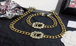 luxe designer sieraden vrouwen ketting gouden kettingen met Star Diamond Pearl hanger ketting oorbellen en armbanden pak mode je9071186