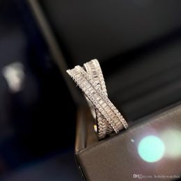 Luxe Designer Sieraden Vrouwen Ringen Met Zijstenen 925 Sterling Zilver 18K Vergulde Verlovingsring Bague Dame Merk diamant 276U