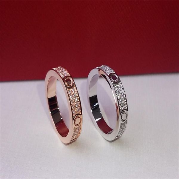 Bijoux de luxe de créateurs pour femmes et hommes, bagues de créateurs de mode, bague d'amour classique en diamant, luxe doré et argenté, couleur 214k