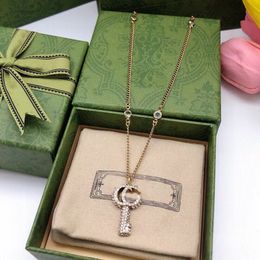 Collier pendentif clé de luxe de styliste, diamant, or 14 carats, Vintage, bijoux cadeaux pour femmes